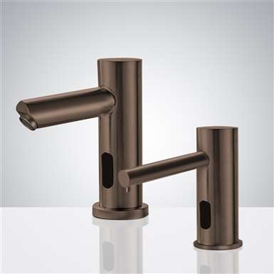 Fontana Light Oil-Rubbed Bronze Motion Sensor Faucet & Touch Free Automatic Wall Mount Soap Dispenser for Restrooms