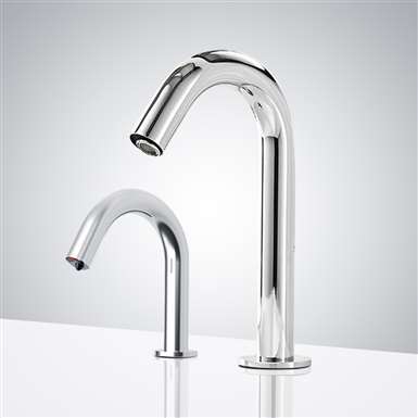 Fontana Bollnäs Chrome Gooseneck Motion Sensor Faucet & Automatic Soap Dispenser for Restrooms