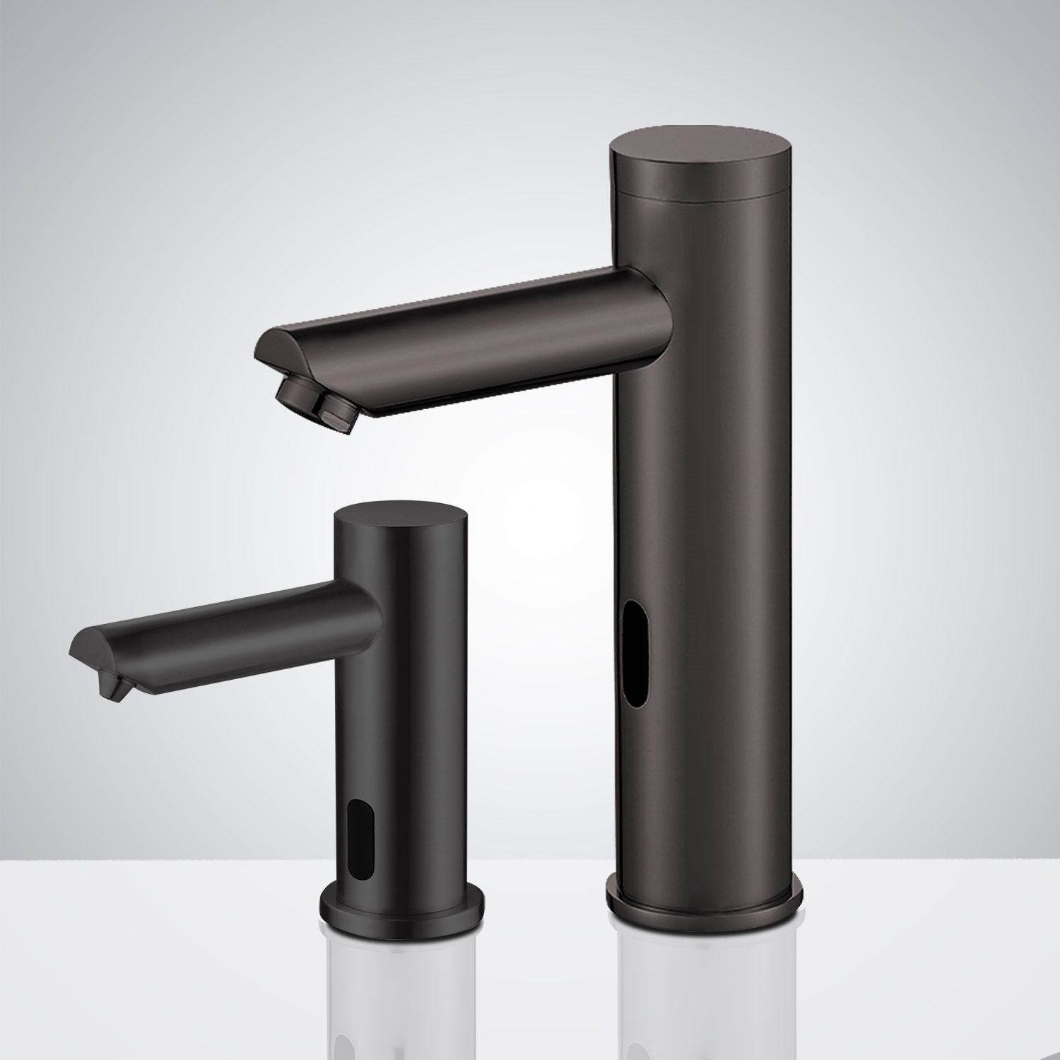 Fontana Matte Black Motion Sensor Faucet & Automatic Sensor Liquid Soap Dispenser for Restrooms