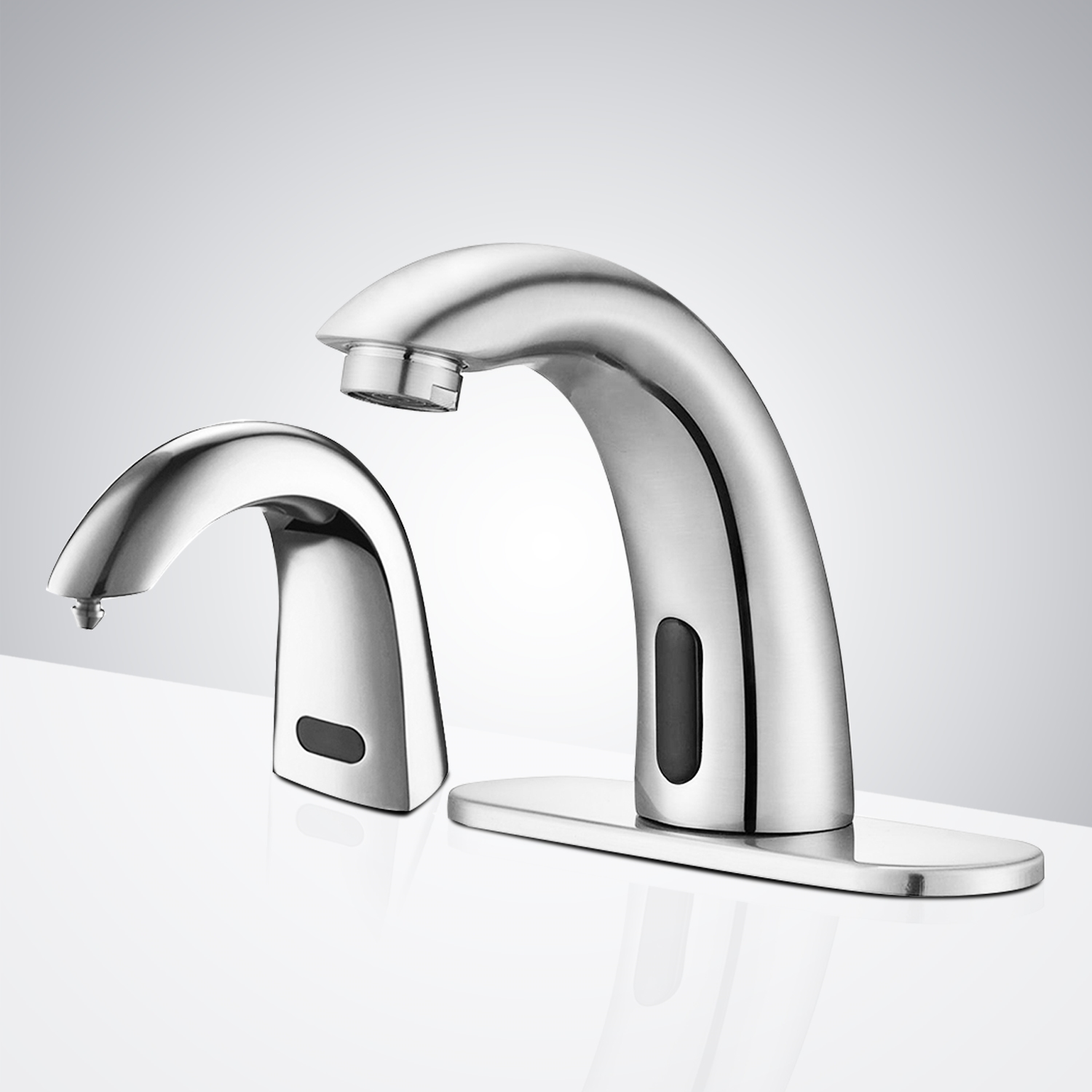 Fontana Marsala Gooseneck Automatic Motion Sensor Faucet & Automatic Liquid Soap Dispenser for Restrooms in Chrome