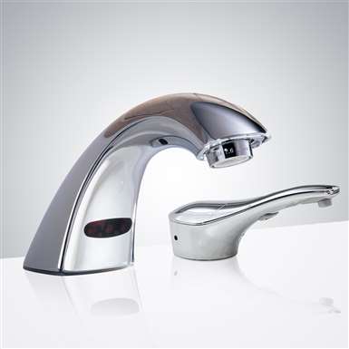 Fontana Automatic Motion Sensor Faucet & Automatic Deck Mount Liquid Soap Dispenser for Restrooms in Chrome