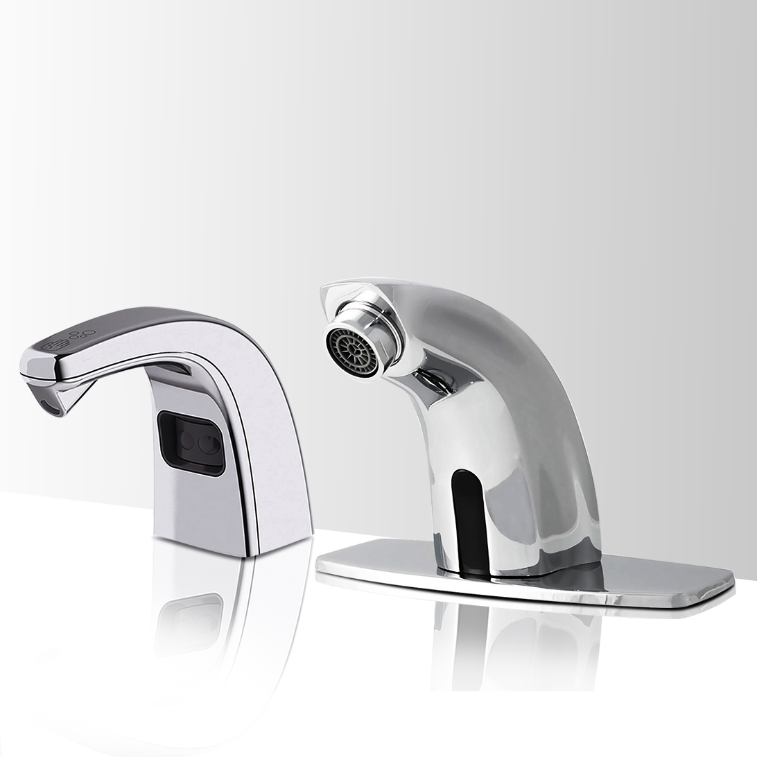 Fontana Geneva Commercial Automatic Hands Free Motion Sensor Faucet & Automatic Liquid Soap Dispenser for Restrooms in Chrome