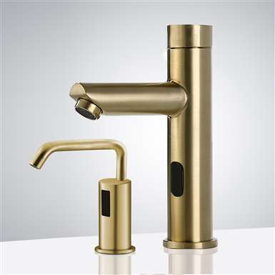 Fontana Chatou Brushed Gold Motion Sensor Faucet & Hands-Free Automatic Soap Dispenser for Restrooms