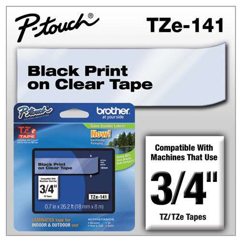 Brother TZE141 3/4 TZE 18MM Black On Clear Tape