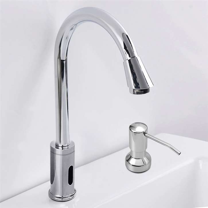 Fontana Commercial Chrome Automatic Sensor Faucet with Manual Soap Dispenser