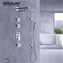 Fontana Bravat Wall Mount Thermostatic Rainfall Shower Set With 3 Body Massage Jets