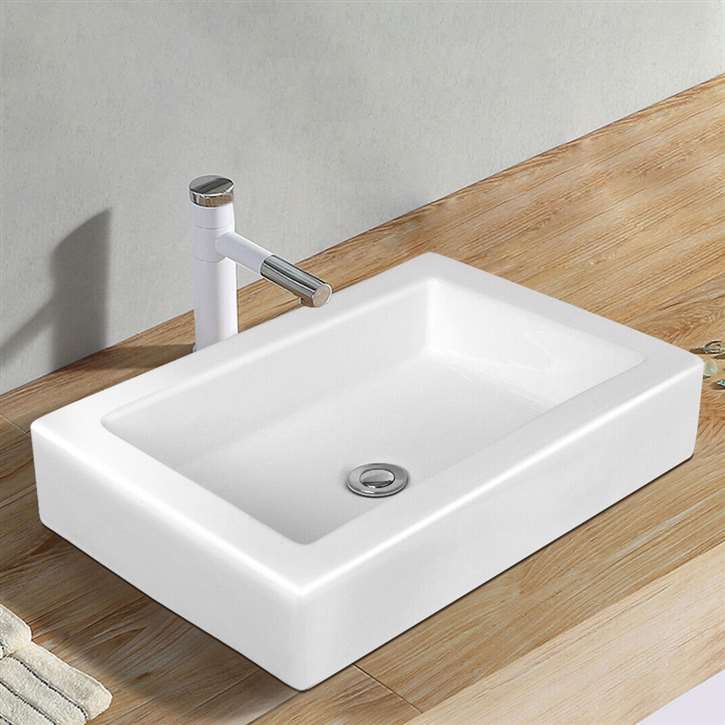 Fontana Vessel Sink and White  Touchless Motion Sensor Faucet Combo