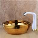 Fontana Vessel Gold Sink and Touchless Motion Sensor Faucet Combo