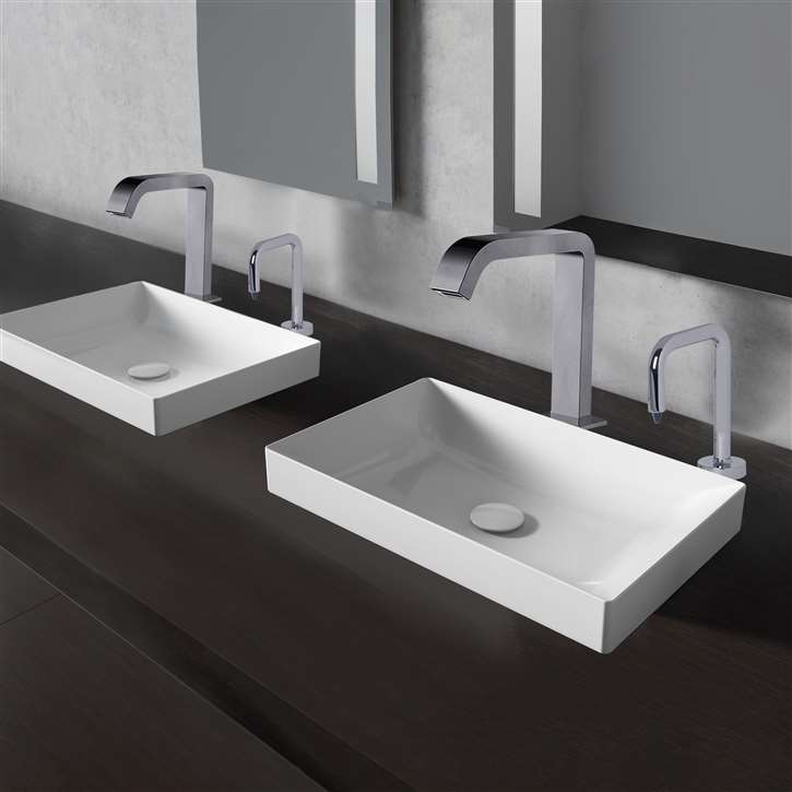 Fontana Vessel Sink and Chrome Touchless Motion Sensor Faucet with Soap Dispenser