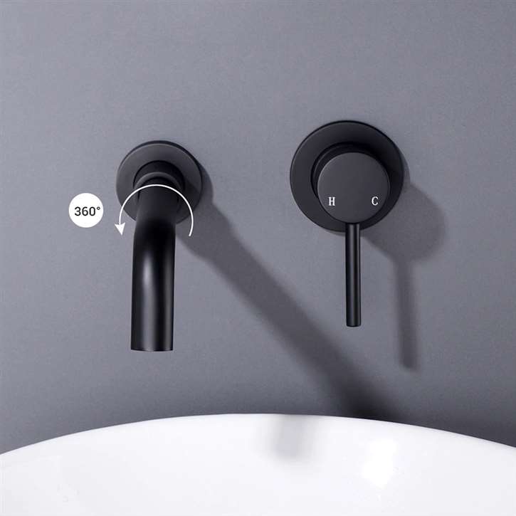 Geneva Matte Brass Wall Mounted Single Handle oil rubbed bronze Bathroom Mixer Sink Faucet