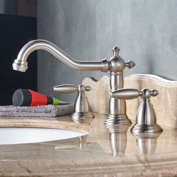 Alessandria Luxury Brushed Nickel Deck Mounted Bathroom Sink Faucet