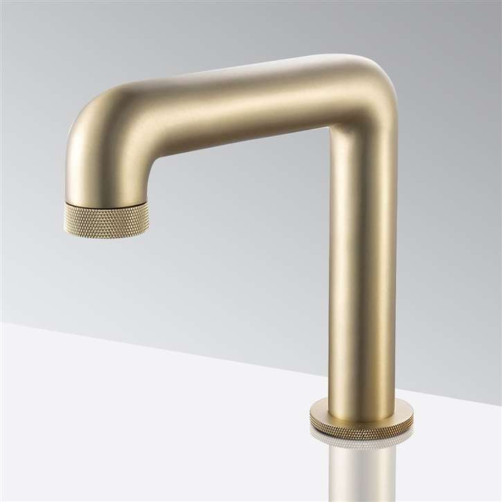 photo of Leo Commercial Brushed Gold Deck Mount Restroom Touchless Sensor Faucet