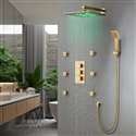 Fontana Versilia Gold Finish Color Changing Led Shower Head with Adjustable Body Jets and Mixer