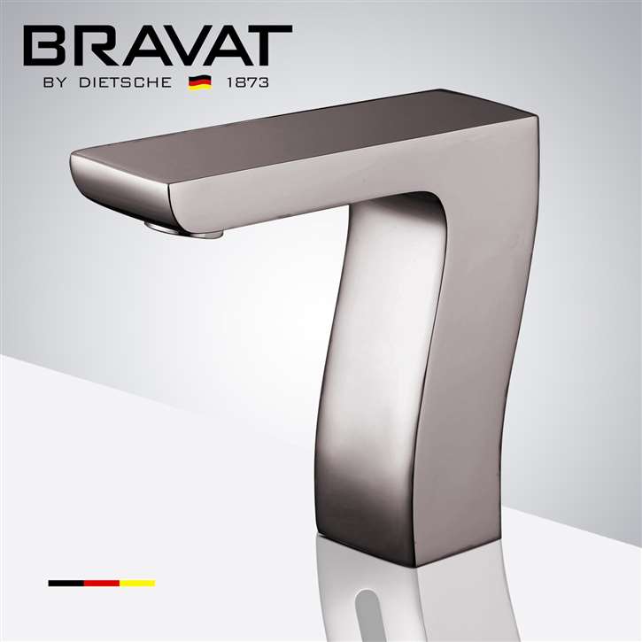 Bravat Flat Top Commercial Automatic Brushed Nickel Hands Free Sensor Faucets