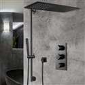 Matte Black Waterfall & Rainfall Shower Set With Handheld Shower