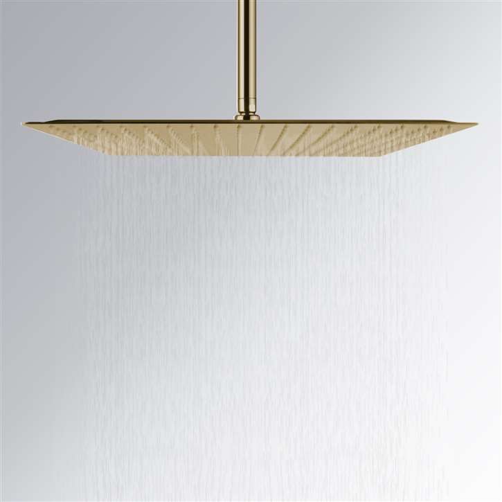 Fontana Brushed Gold Thin Luxury Bathroom Square Rain Shower Head