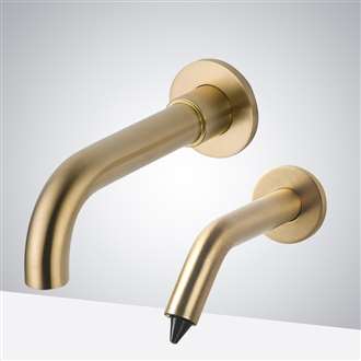 Fontana Intelligent Smart Sensor Faucet with Matching Liquid Soap Dispenser in Brushed Gold