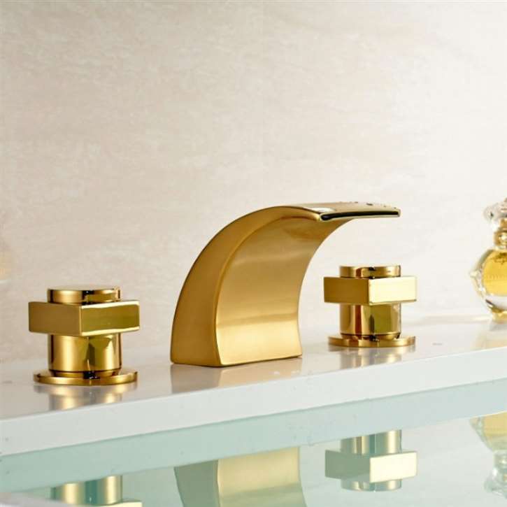 Vienna Double Handle Gold Finish Bathtub Faucet