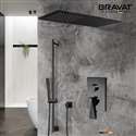 Matte Black Waterfall & Rainfall Shower Set With Handheld Shower