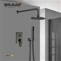 Bravat Matte Black Wall Mounted Shower Set With Valve Mixer 3-Way Concealed