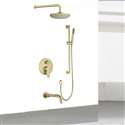 Fontana Deauville Brushed Gold Solid Brass Round Showerhead and sliding bar Shower