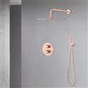 Fontana Melun Brushed Rose Gold Thermostatic Round Rainfall Shower Head Set