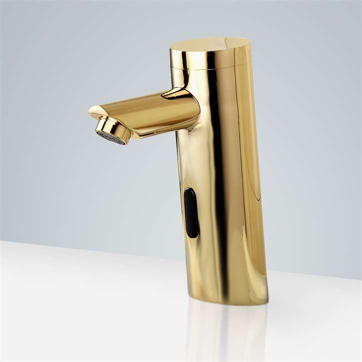 Kios Commercial Shiny Gold Finish Infrared Motion Sensor Faucet