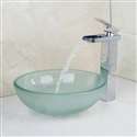 Milan Round Bathroom Sink with Waterfall Faucet & Drainer