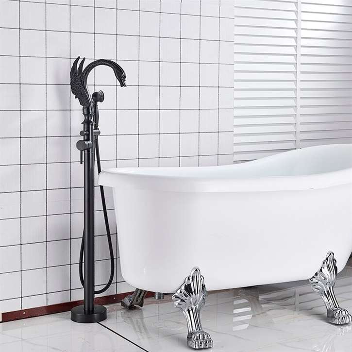 Fontana Le Havre Swan Shape Bath Tub Faucet with Hand Shower Oil Rubbed Bronze Finish Type A