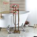 Fontana Melun Antique Brass Floor Stand Bathtub Shower Faucet with Hand Shower