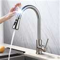 Fontana Melun Stainless Steel Pull Down Kitchen Faucet with Assistive Touch in Brushed Nickel Finish