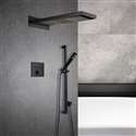 Fontana Pescara 22" Wall Mount Waterfall Rainfall Shower System with Handheld Shower in Matte Black