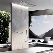 Vicenza Chrome Polished LED Musical Thermostatic Recessed Ceiling Mount Rainfall Shower System with Hand Shower