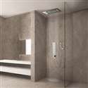 Andria Chrome Thermostatic Recessed Ceiling Mount LED Rainfall Waterfall Mist Shower System with Handheld Shower and Vertical Valve