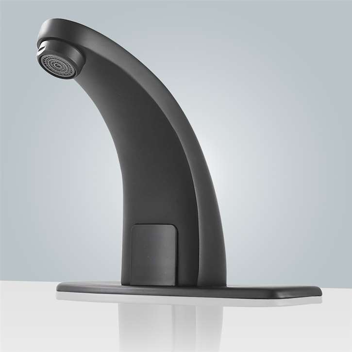 Automatic Touchless Bathroom Sink Faucet Matte Black with Hole Cover Plate