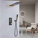Fontana Catania Matte Black/Gold 2 Functions Wall Mount Rainfall Shower System with Handheld Shower