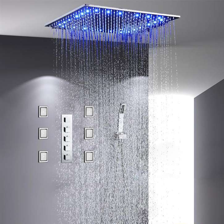 Sicily 40" x 40" Chrome LED Rainfall Shower System