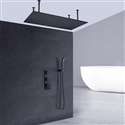 Martinique  Large Matte Black Solid Brass LED Rain Shower Head with Body Jets & Handheld Shower