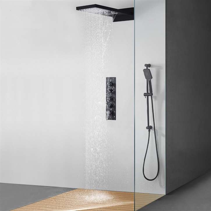 Fontana Creteil 22" Matte Black Finish Hot and Cold Bathroom Multi Function Shower Set