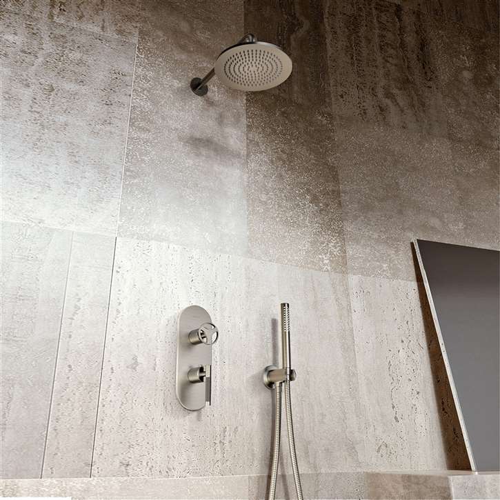 FontanaShowers Brushed Nickel Rainfall Shower Set