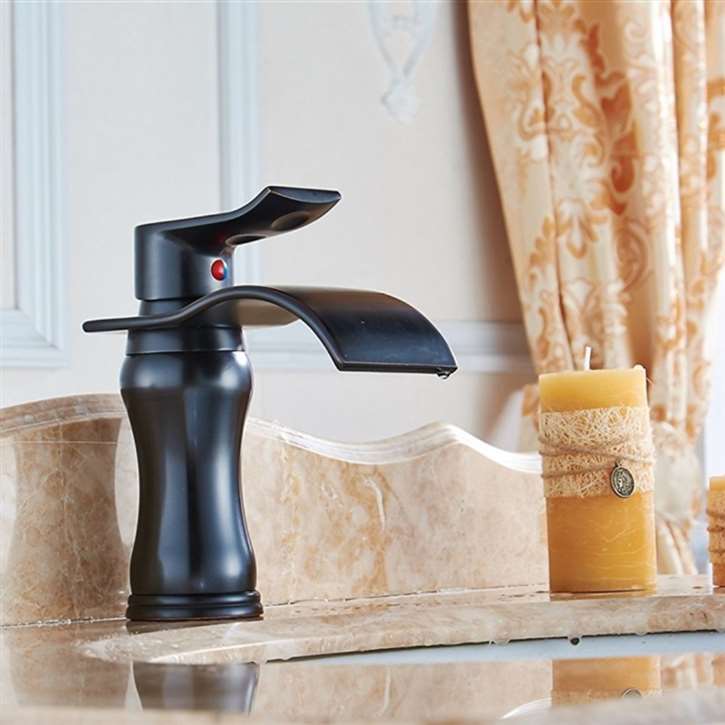 Huancayo Oil Rubbed Bronze Single Handle Water Fall Bathroom Sink Faucet