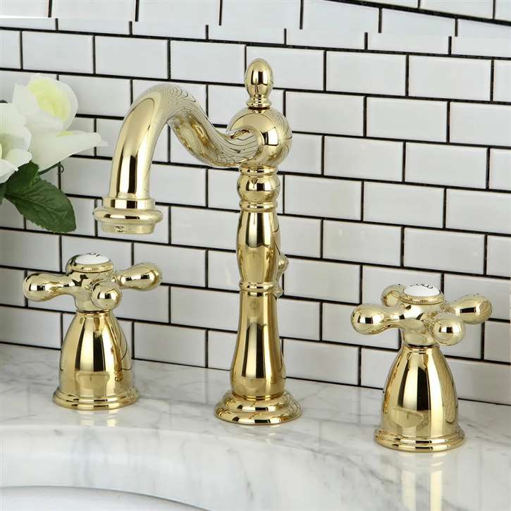 Veneto Widespread Polished Brass Lavatory Faucet || Veneto Sink