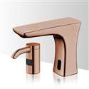 Fontana Lima Rose Gold Commercial Automatic Motion Sensor Bathroom Faucet with Matching Soap Dispenser