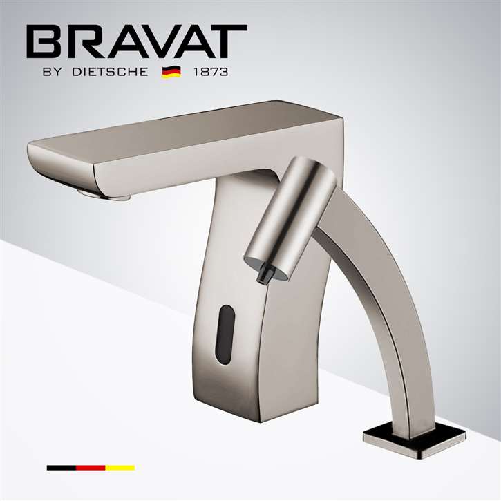 Bravat Commercial Automatic Motion Brushed Nickel Sensor Faucets with Automatic Soap Dispenser