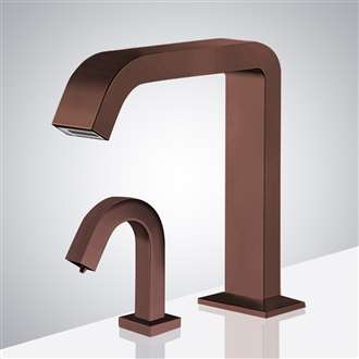 Fontana Commercial Automatic Sensor Faucet In Light Oil Rubbed Bronze and Touchless Automatic Sensor Liquid Soap Dispenser
