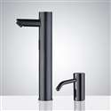 Fontana Bavaria Tower Matte Black Motion Sensor Faucet & Deck Mount Automatic Liquid Soap Dispenser for Restrooms