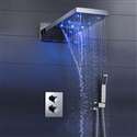 Gordola Waterfall Chrome Wall Mounted LED Rain Bathroom Shower Head Set