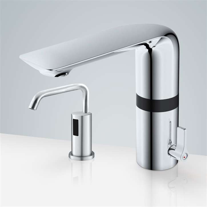 Fontana Verona Chrome Finish Motion Sensor Faucet & Automatic Touchless Commercial Soap Dispenser for Restrooms