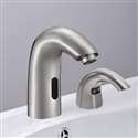 Fontana Florence Commercial Brushed Nickel Finish Sensor Faucet & Automatic Soap Dispenser For Restrooms