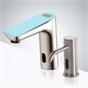 Fontana Milan Digital Display Brushed Nickel Commercial Automatic Motion Sensor Faucet and Soap Dispenser for Restrooms